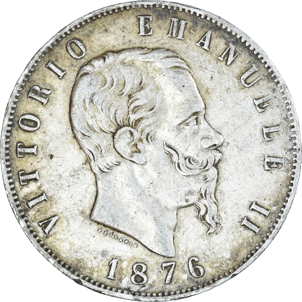 Coin, Italy, Vittorio Emanuele II, 5 Lire, 1876, Rome, EF(40-45), Silver, KM:8.4