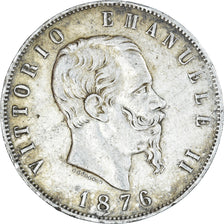 Coin, Italy, Vittorio Emanuele II, 5 Lire, 1876, Rome, EF(40-45), Silver, KM:8.4