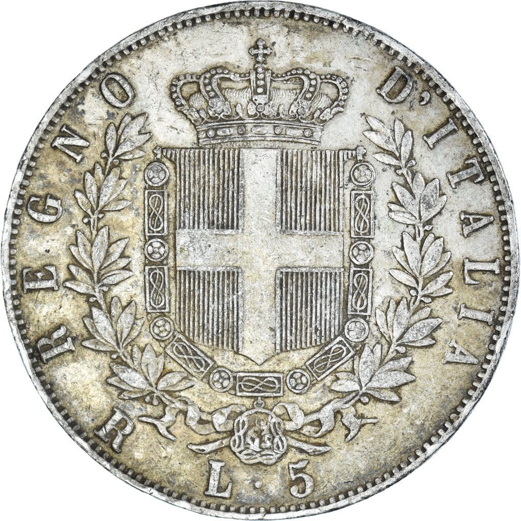 Coin, Italy, Vittorio Emanuele II, 5 Lire, 1876, Rome, EF(40-45), Silver, KM:8.4
