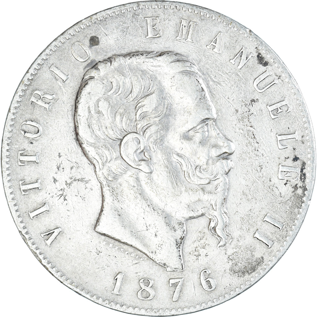 Coin, Italy, Vittorio Emanuele II, 5 Lire, 1876, Rome, EF(40-45), Silver, KM:8.4