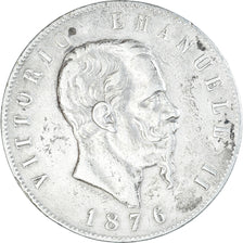 Coin, Italy, Vittorio Emanuele II, 5 Lire, 1876, Rome, EF(40-45), Silver, KM:8.4