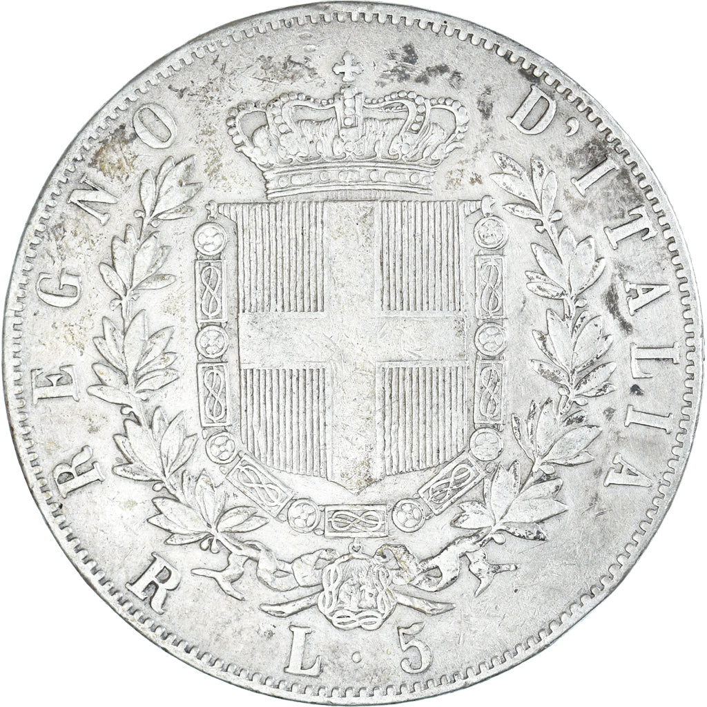 Coin, Italy, Vittorio Emanuele II, 5 Lire, 1876, Rome, EF(40-45), Silver, KM:8.4