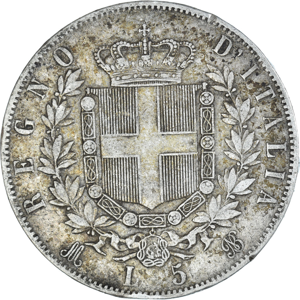 Coin, Italy, Vittorio Emanuele II, 5 Lire, 1874, Milan, VF(30-35), Silver