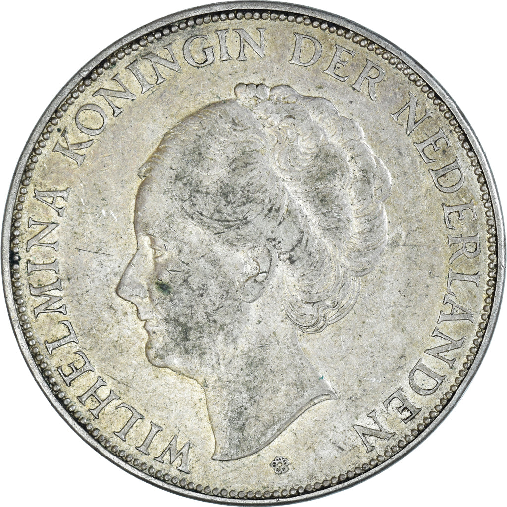 Coin, Netherlands, Wilhelmina I, 2-1/2 Gulden, 1937, EF(40-45), Silver, KM:165