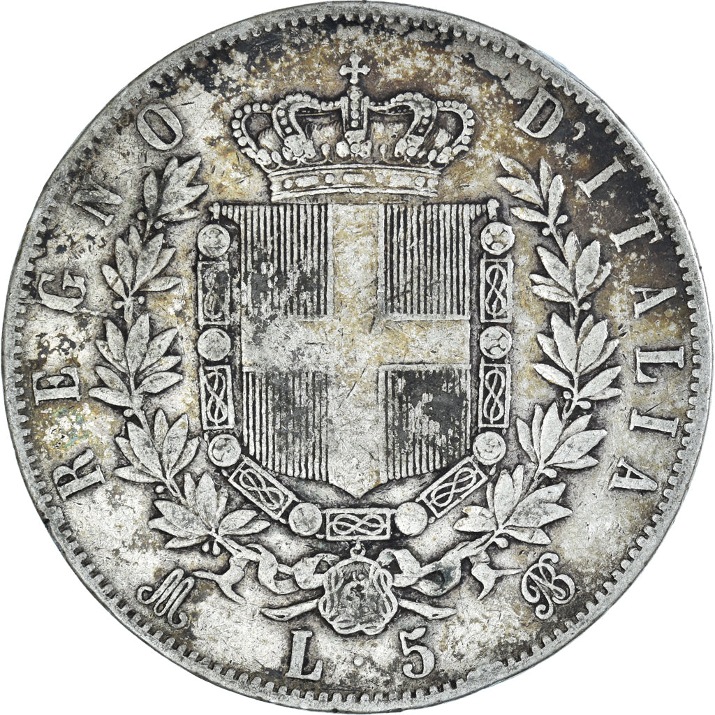 Coin, Italy, Vittorio Emanuele II, 5 Lire, 1870, Milan, VF(30-35), Silver