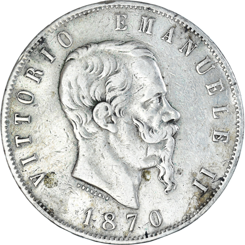 Monnaie, Italie, Vittorio Emanuele II, 5 Lire, 1870, Milan, TB+, Argent, KM:8.3
