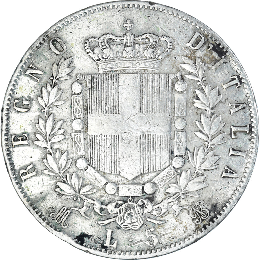 Monnaie, Italie, Vittorio Emanuele II, 5 Lire, 1870, Milan, TB+, Argent, KM:8.3