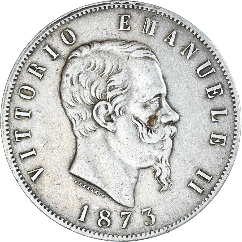 Monnaie, Italie, Vittorio Emanuele II, 5 Lire, 1873, Milan, TB+, Argent, KM:8.3