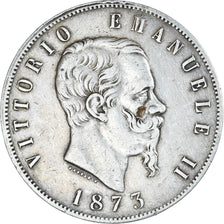 Monnaie, Italie, Vittorio Emanuele II, 5 Lire, 1873, Milan, TB+, Argent, KM:8.3