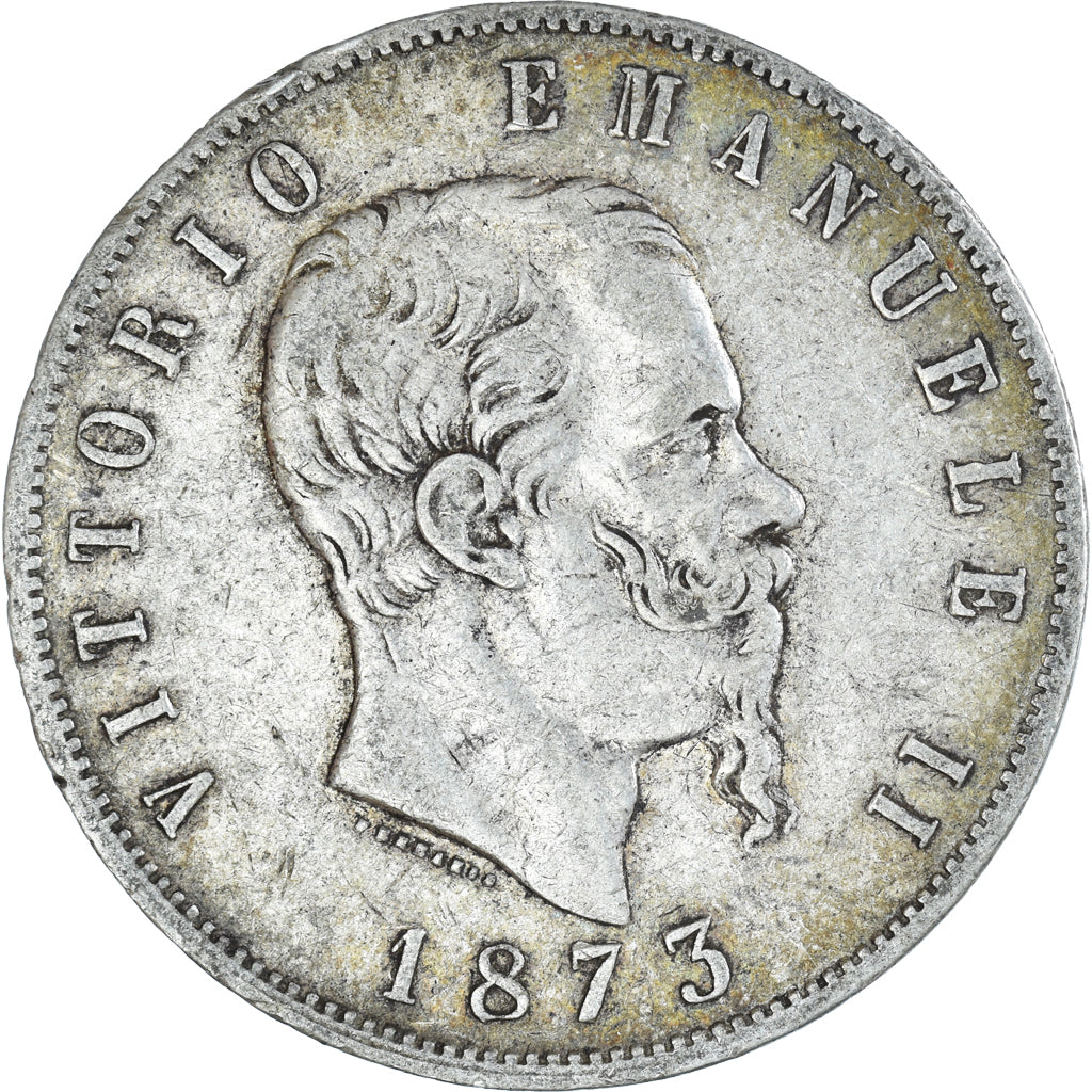 Münze, Italien, Vittorio Emanuele II, 5 Lire, 1873, Milan, S+, Silber, KM:8.3