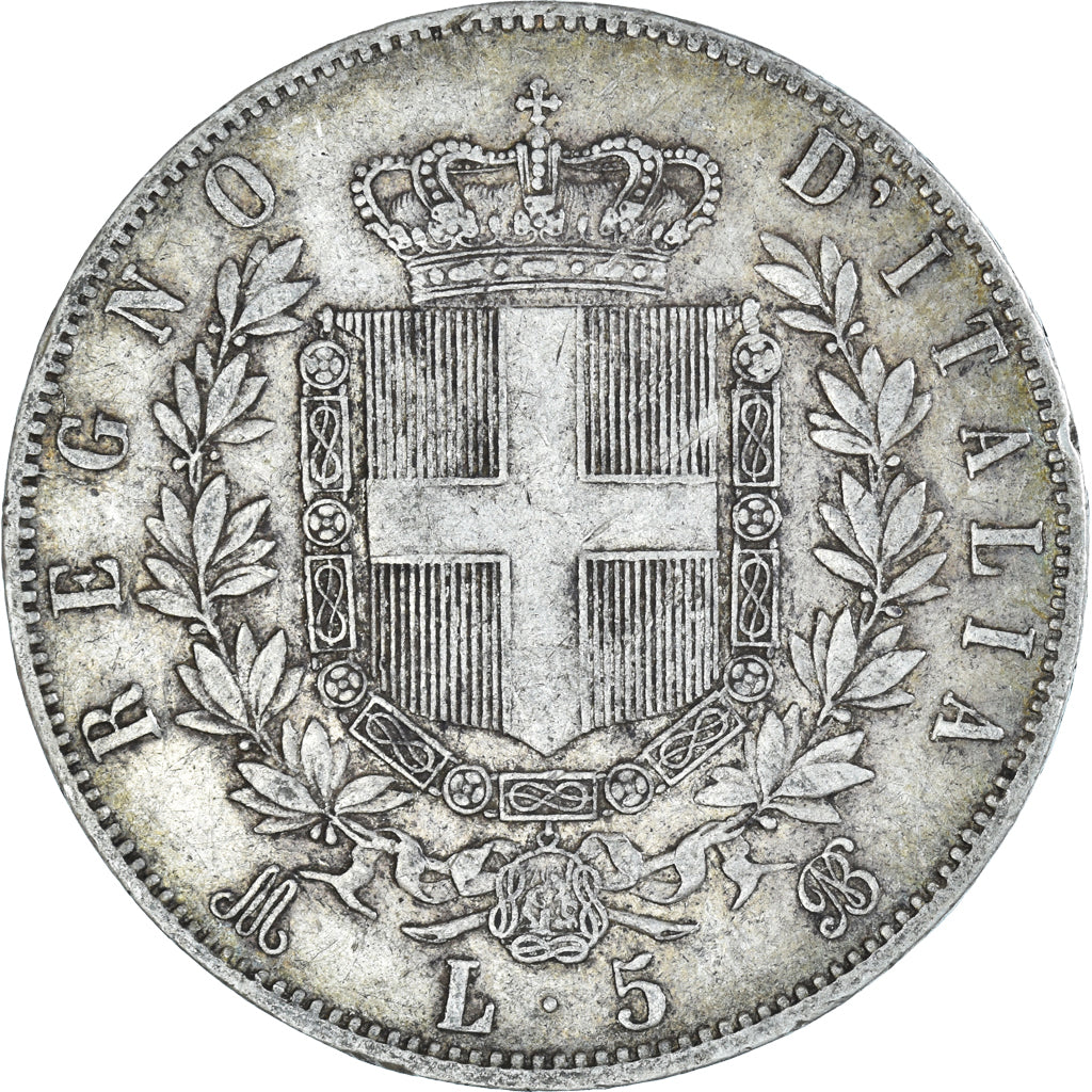 Münze, Italien, Vittorio Emanuele II, 5 Lire, 1873, Milan, S+, Silber, KM:8.3