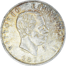 Moeda, Itália, Vittorio Emanuele II, 5 Lire, 1872, Milan, VF(30-35), Prata