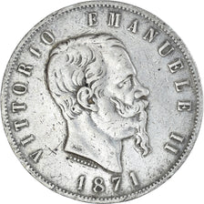 Monnaie, Italie, Vittorio Emanuele II, 5 Lire, 1871, Milan, TB+, Argent, KM:8.3