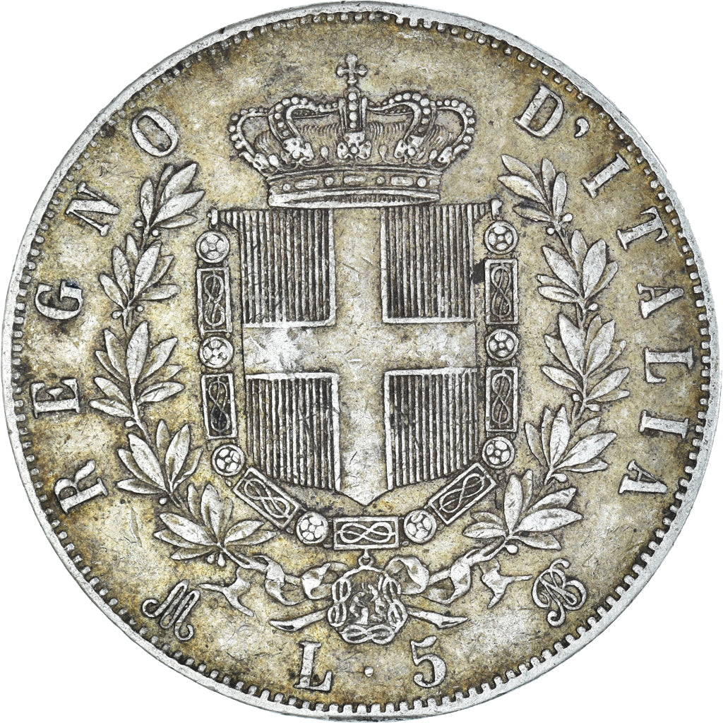 Coin, Italy, Vittorio Emanuele II, 5 Lire, 1871, Milan, EF(40-45), Silver