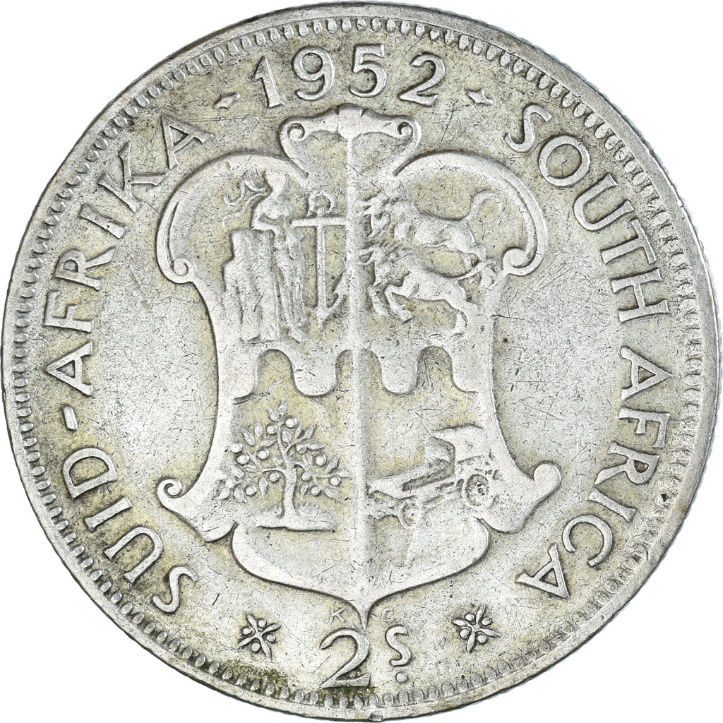 Coin, South Africa, George VI, 2 Shillings, 1952, VF(30-35), Silver, KM:38.2