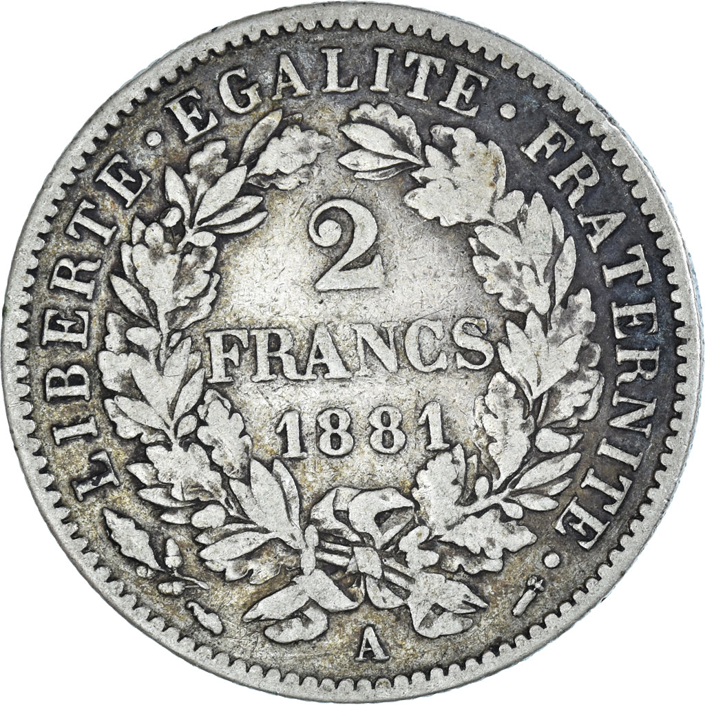 Monnaie, France, Cérès, 2 Francs, 1881, Paris, TB+, Argent, Gadoury:530a