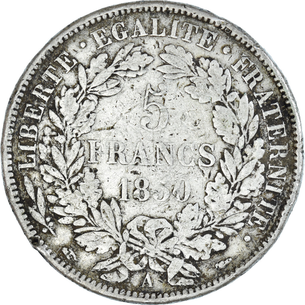 Coin, France, Cérès, 5 Francs, 1850, Paris, VF(20-25), Silver, KM:819