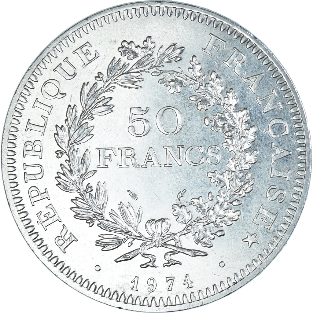 Munten, Frankrijk, Hercule, 50 Francs, 1974, Hybrid issue, PR+, Zilver