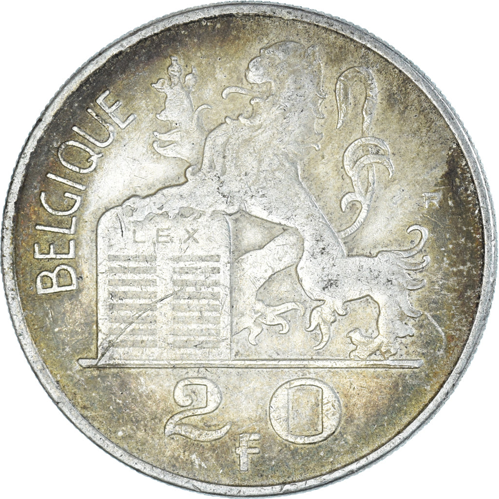 Munten, België, 20 Francs, 20 Frank, 1950, ZF, Zilver, KM:140.1