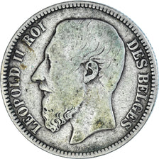 Coin, Belgium, Leopold II, 2 Francs, 2 Frank, 1867, Brussels, VF(20-25), Silver
