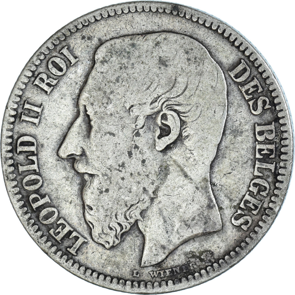Coin, Belgium, Leopold II, 2 Francs, 2 Frank, 1867, Brussels, VF(20-25), Silver