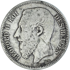 Coin, Belgium, Leopold II, 2 Francs, 2 Frank, 1867, Brussels, VF(20-25), Silver