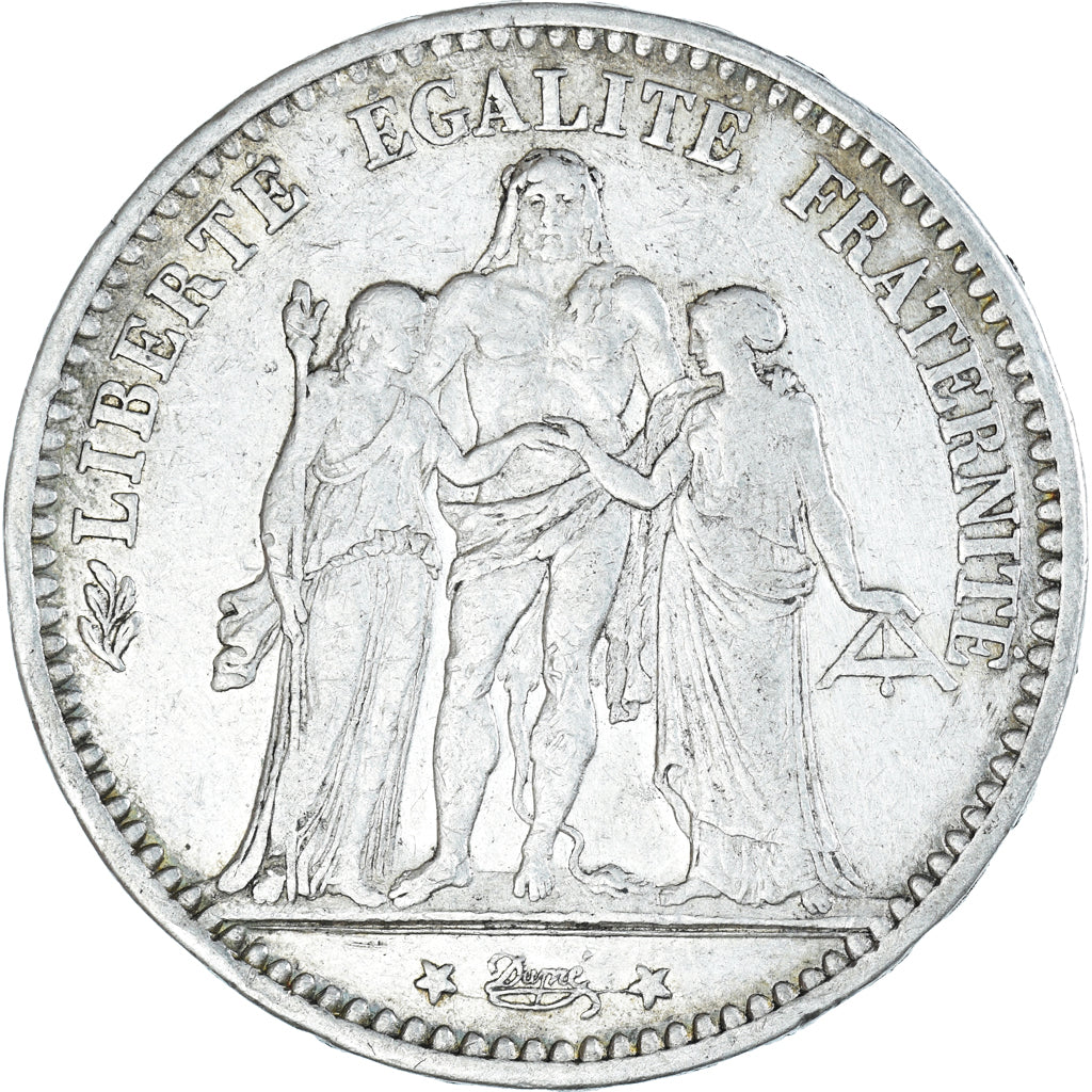 Moneta, Francia, Hercule, 5 Francs, 1874, Bordeaux, MB+, Argento, KM:820.2