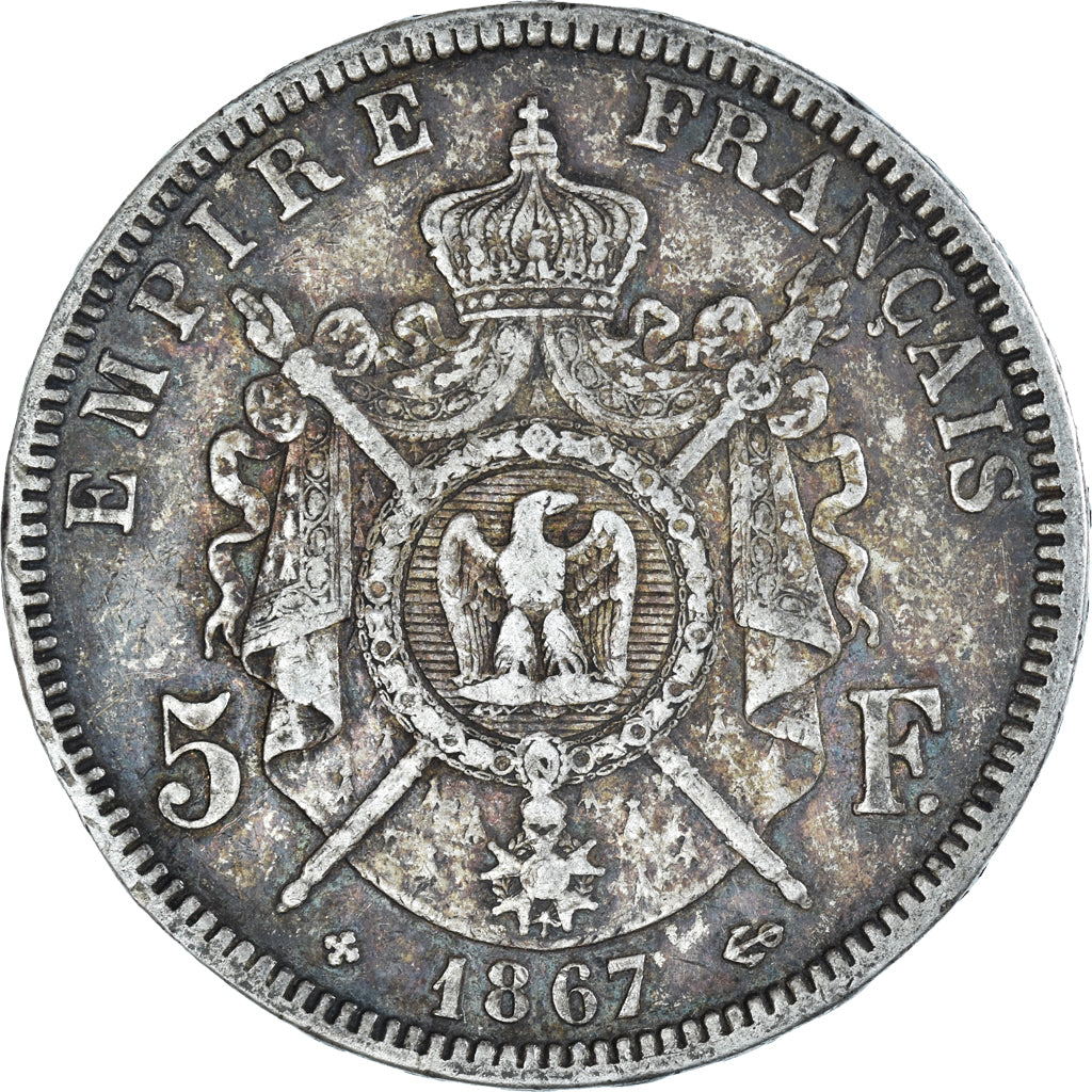 Coin, France, Napoléon III, 5 Francs, 1867, Strasbourg, EF(40-45), Silver