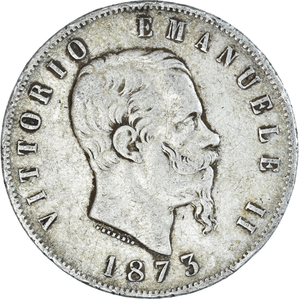 Coin, Italy, Vittorio Emanuele II, 5 Lire, 1873, Milan, VF(30-35), Silver