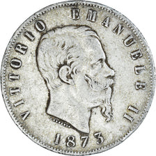 Coin, Italy, Vittorio Emanuele II, 5 Lire, 1873, Milan, VF(30-35), Silver
