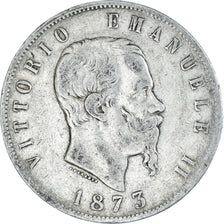 Coin, Italy, Vittorio Emanuele II, 5 Lire, 1873, Milan, VF(30-35), Silver