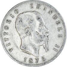 Coin, Italy, Vittorio Emanuele II, 5 Lire, 1875, Milan, VF(20-25), Silver