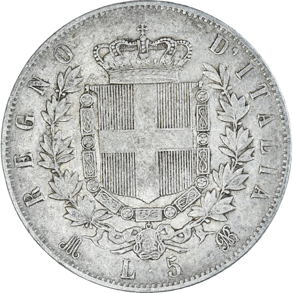 Coin, Italy, Vittorio Emanuele II, 5 Lire, 1875, Milan, VF(20-25), Silver