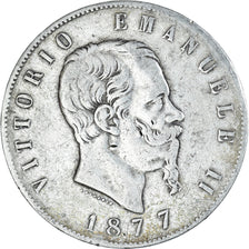 Coin, Italy, Vittorio Emanuele II, 5 Lire, 1877, Rome, VF(20-25), Silver, KM:8.4