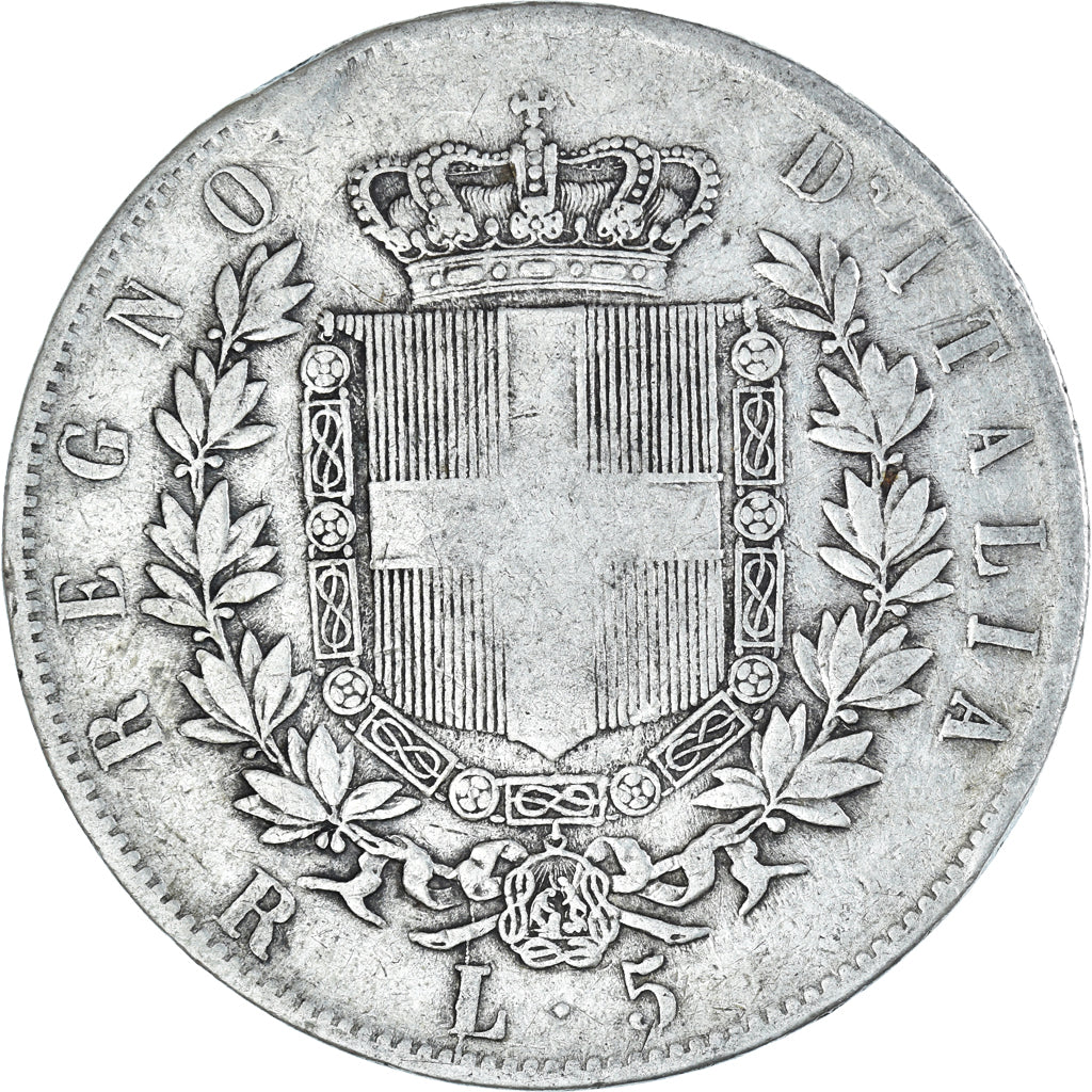 Coin, Italy, Vittorio Emanuele II, 5 Lire, 1877, Rome, VF(20-25), Silver, KM:8.4