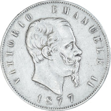 Moneta, Italia, Vittorio Emanuele II, 5 Lire, 1877, Rome, BB, Argento, KM:8.4