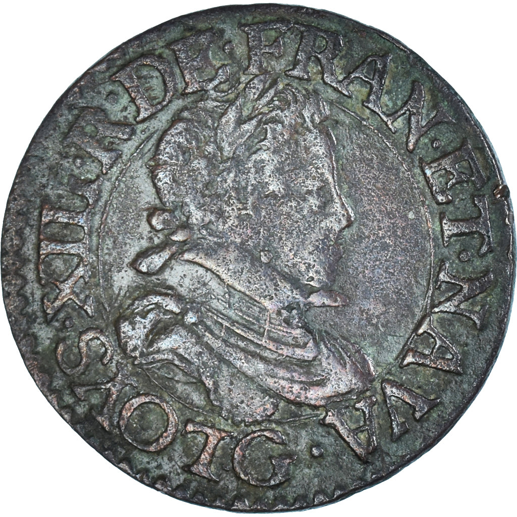 Munten, Frankrijk, Louis XIII, Double tournois, buste enfantin, Double Tournois