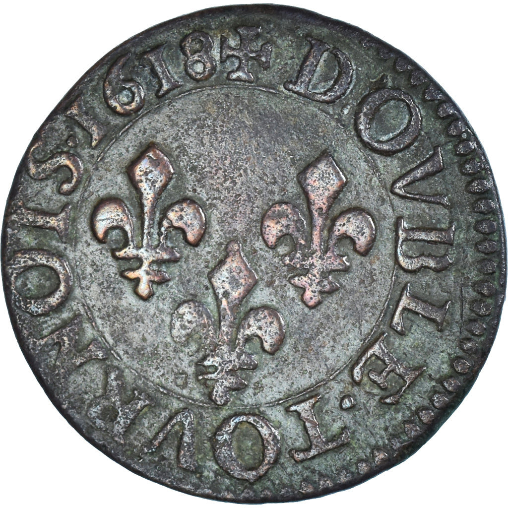 Munten, Frankrijk, Louis XIII, Double tournois, buste enfantin, Double Tournois