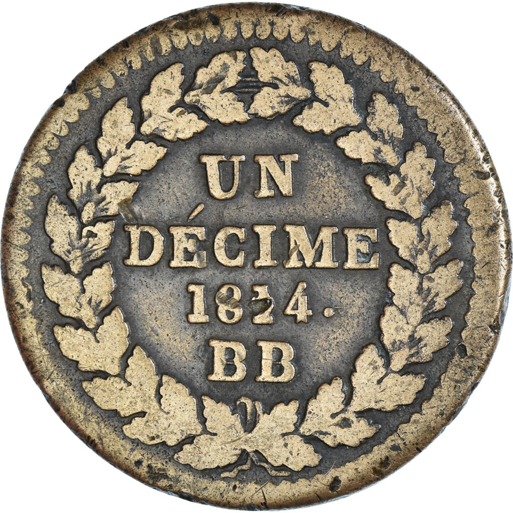 Moeda, França, Napoléon I, Decime, 1814, Strasbourg, point after date only