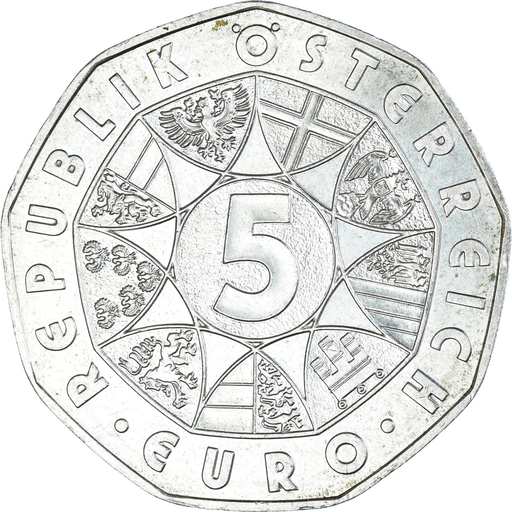 Áustria, 5 Euro, 2002, Vienna, MS(63), Prata, KM:3091