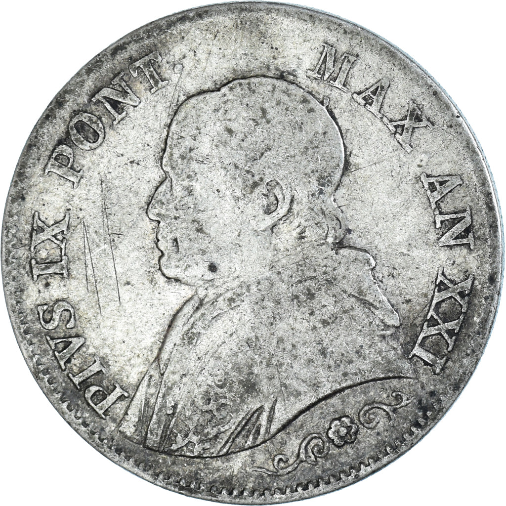 Münze, Italien Staaten, PAPAL STATES, Pius IX, Lira, 1866, Roma, S, Silber