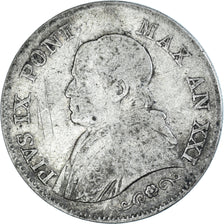 Munten, Italiaanse staten, PAPAL STATES, Pius IX, Lira, 1866, Roma, FR, Zilver