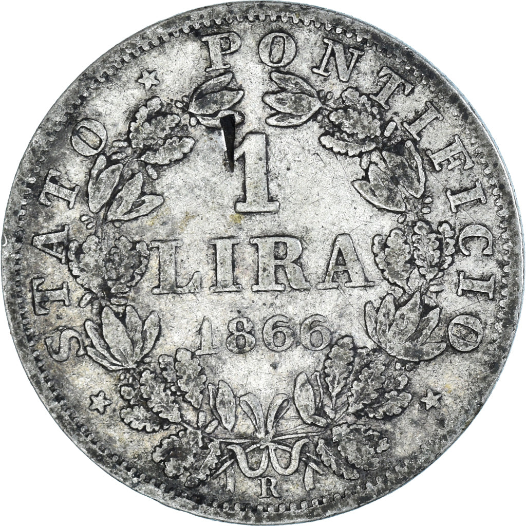 Münze, Italien Staaten, PAPAL STATES, Pius IX, Lira, 1866, Roma, S, Silber