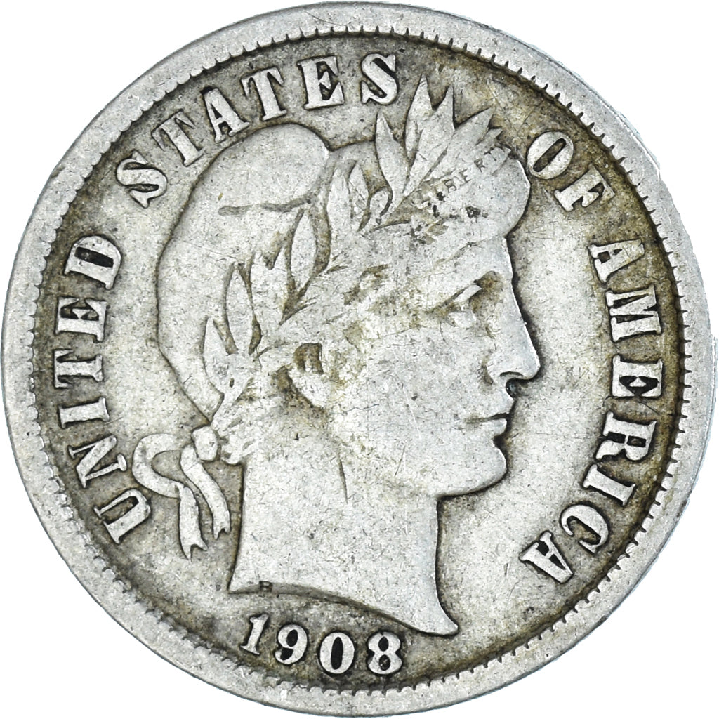 Coin, United States, Barber Dime, Dime, 1908, Philadelphia, VF(30-35), Silver