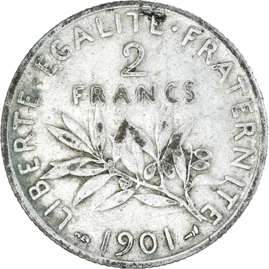 Moneta, Francja, Semeuse, 2 Francs, 1901, Paris, VF(30-35), Srebro, KM:845.1