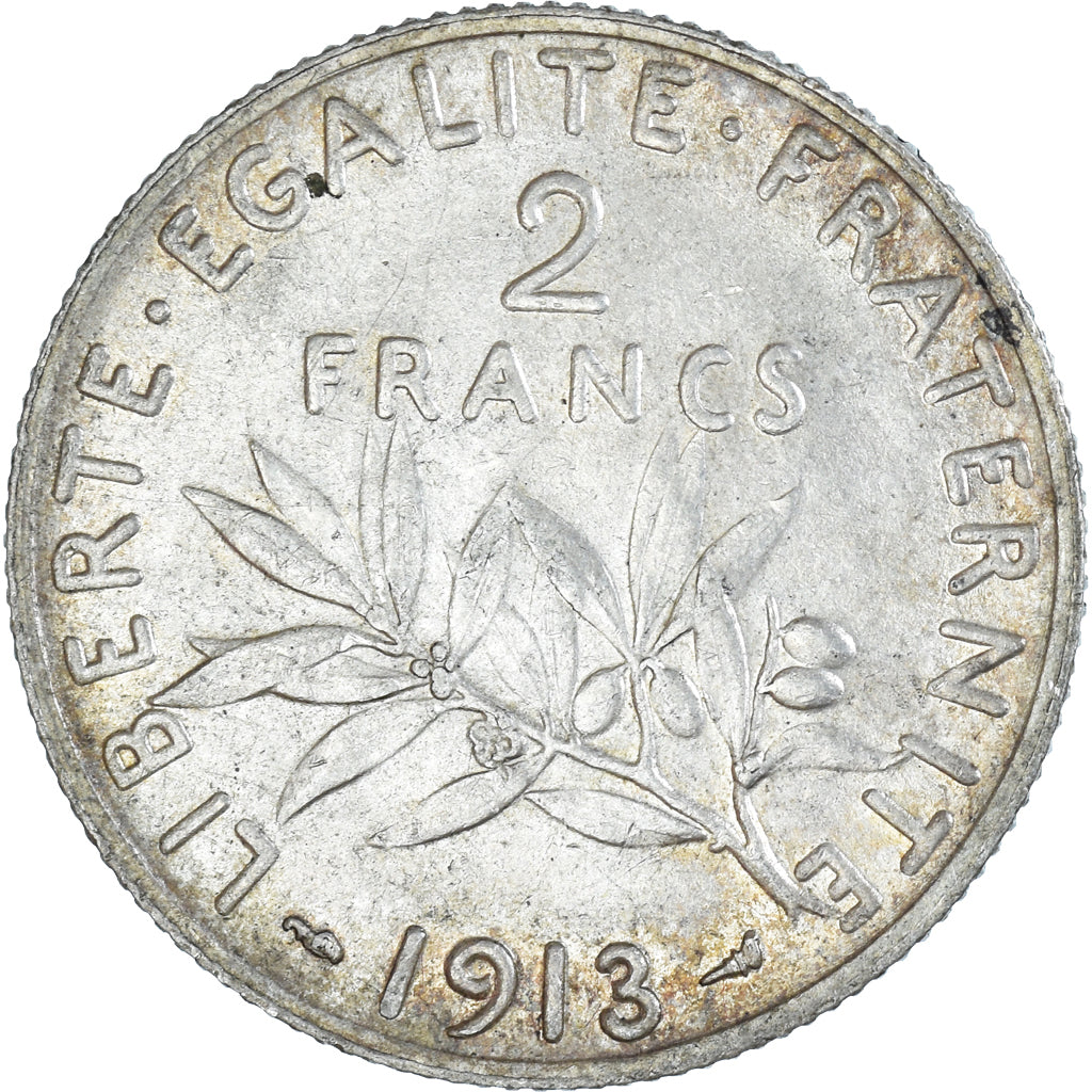 Coin, France, Semeuse, 2 Francs, 1913, Paris, EF(40-45), Silver, KM:845.1