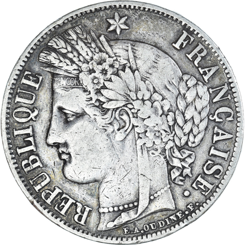 Moneta, Francia, Cérès, 5 Francs, 1851, Paris, BB, Argento, KM:761.1