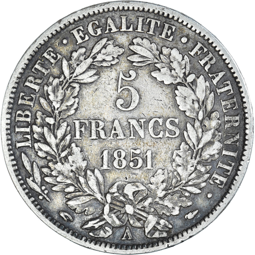 Moneta, Francia, Cérès, 5 Francs, 1851, Paris, BB, Argento, KM:761.1