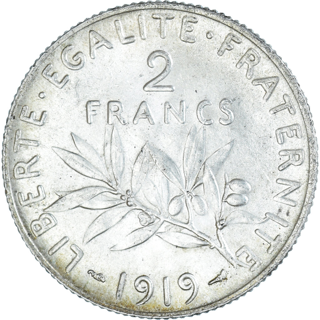 Coin, France, Semeuse, 2 Francs, 1919, Paris, AU(55-58), Silver, KM:845.1