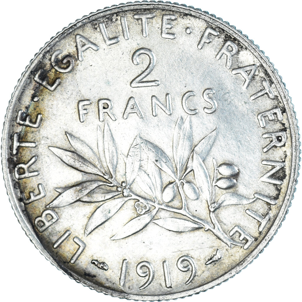 Coin, France, Semeuse, 2 Francs, 1919, Paris, AU(55-58), Silver, KM:845.1